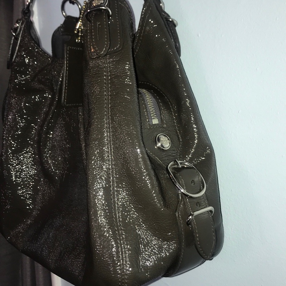 Coach Mia Maggie Graphite Patent Leather Hobo Bag - Picture 2 of 16